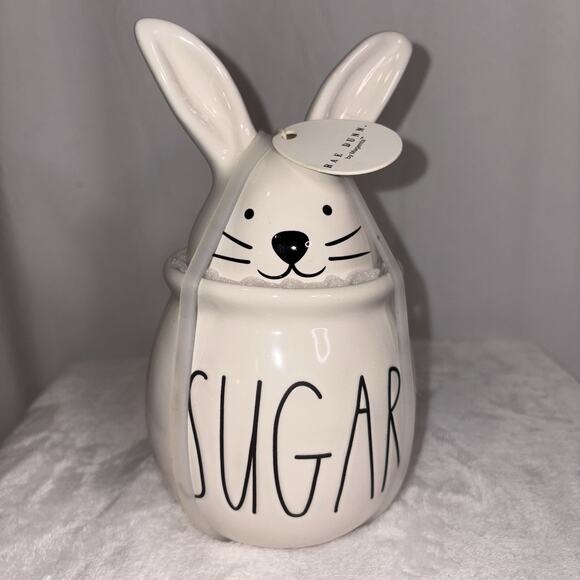 Rae Dunn Bunny Sugar Jar 7” tall Easter Rabbit Decor NWT - Picture 1 of 5